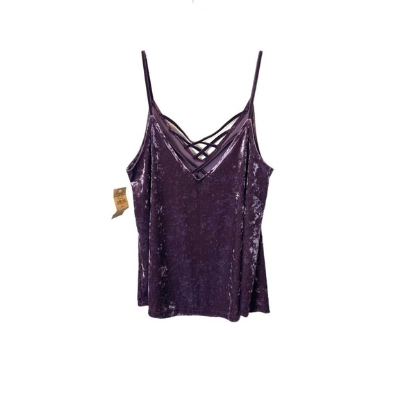 American Eagle NWT Purple Crushed Velvet Sleeveless Strappy Tank Top - Picture 3 of 8